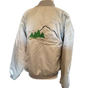 Rare hartwell sports Silver Bomber Jacket Embroidered pine tree Details vintage